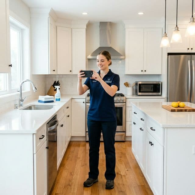 Cleaning Services technician documenting their work with FieldReel