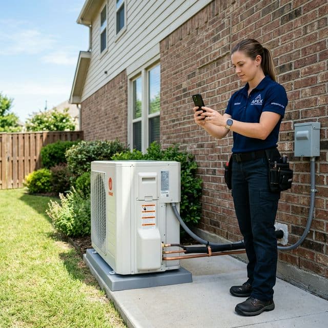 HVAC technician documenting their work with FieldReel